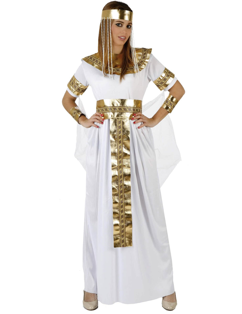 Déguisement de reine Égypte pour femme blanc et doré