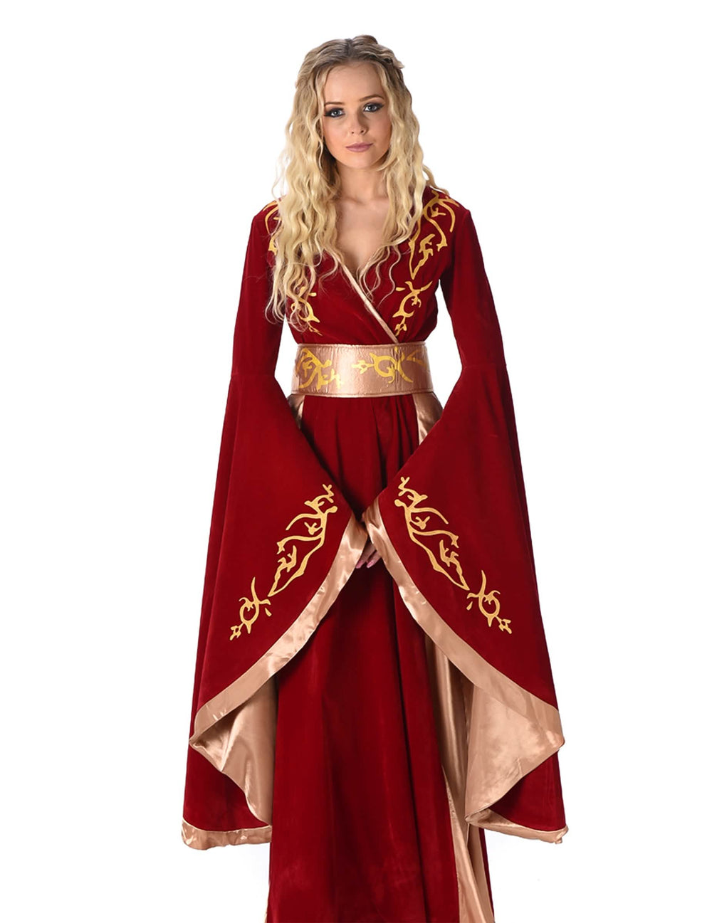 Grande plano do busto e das mangas do disfarce rainhas medieval