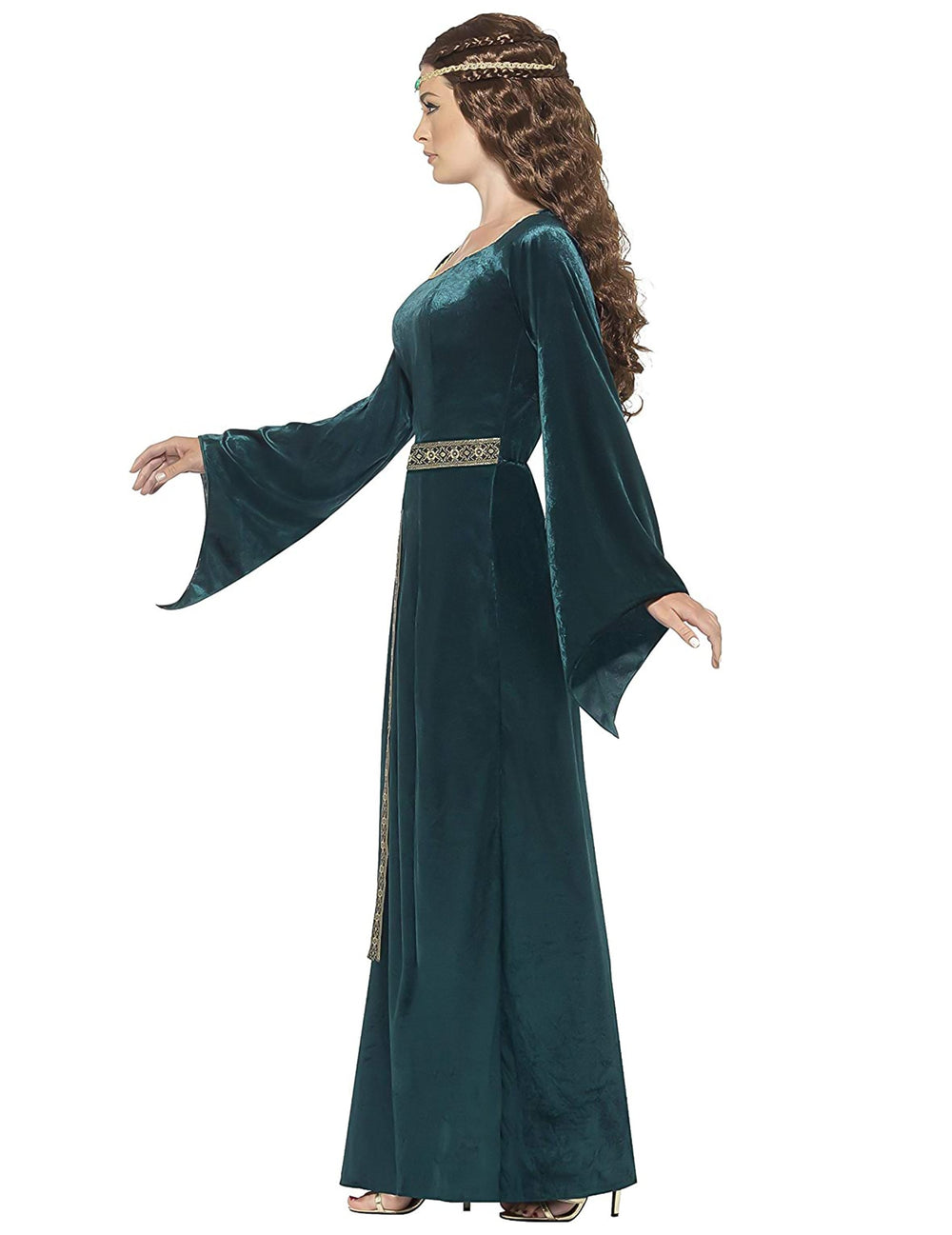Vue de profil du déguisement de reine médiévale pour femme