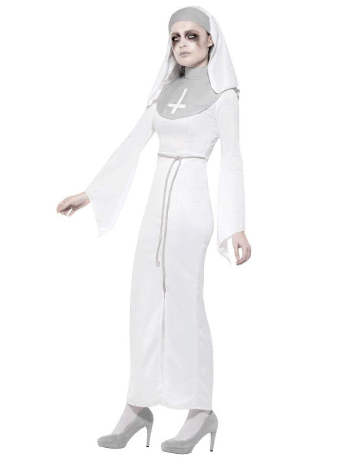 Vue de profil du déguisement de religieuse possédée pour femme