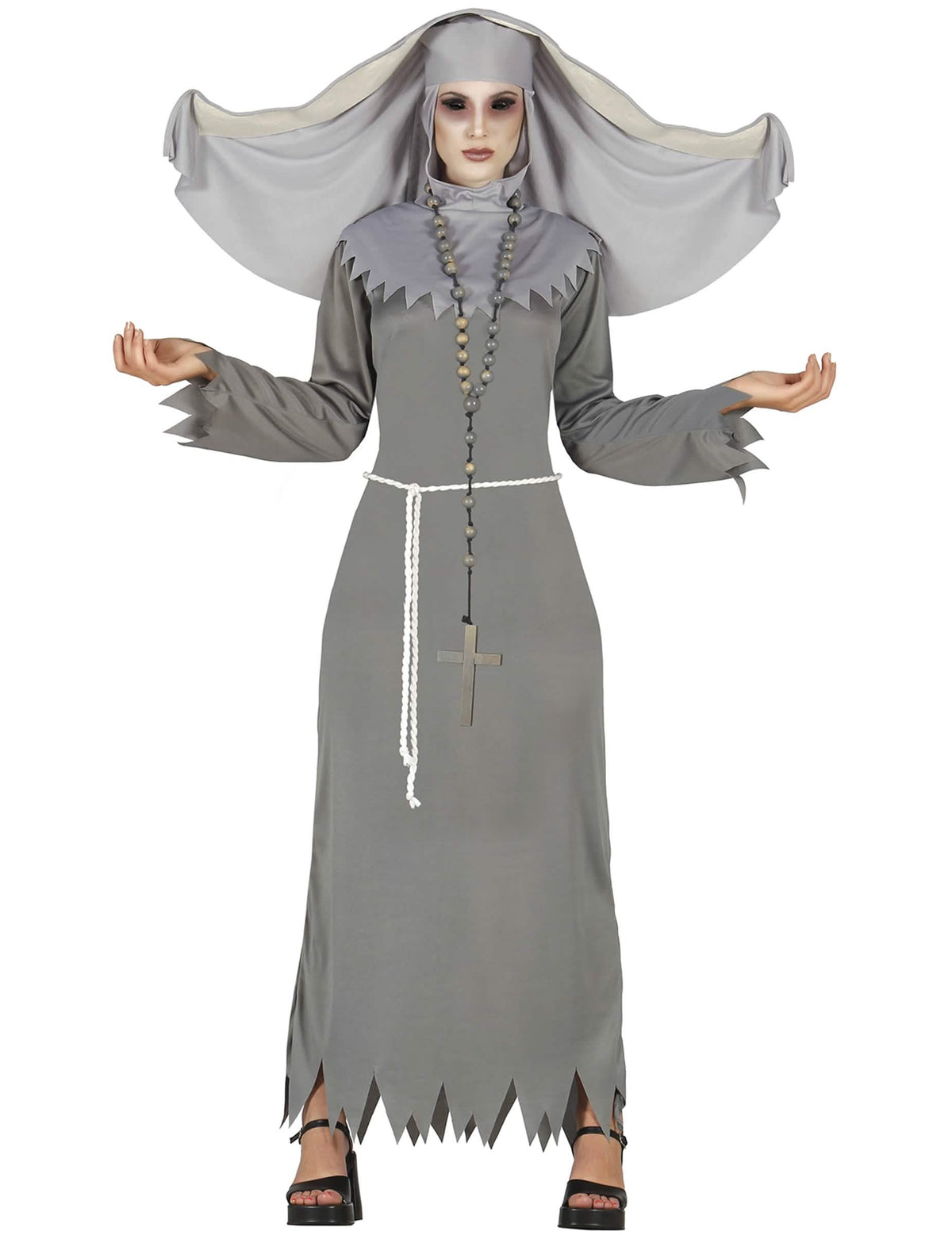 Déguisement de religieuse possédée pour femme grise Halloween