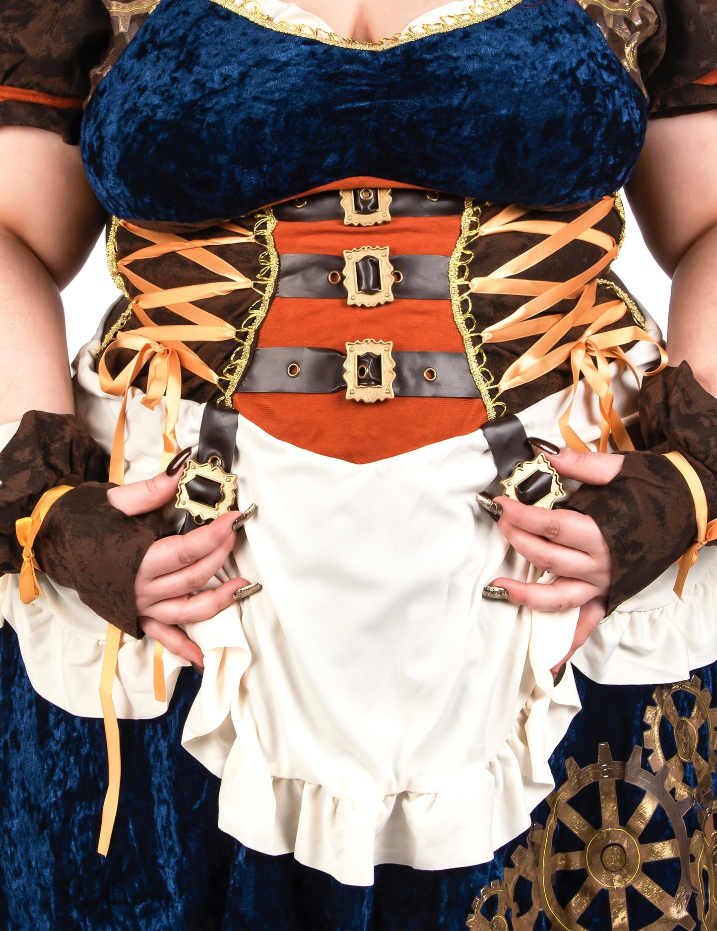 Disfarce futurista retro steampunk para mulher tamanho grande