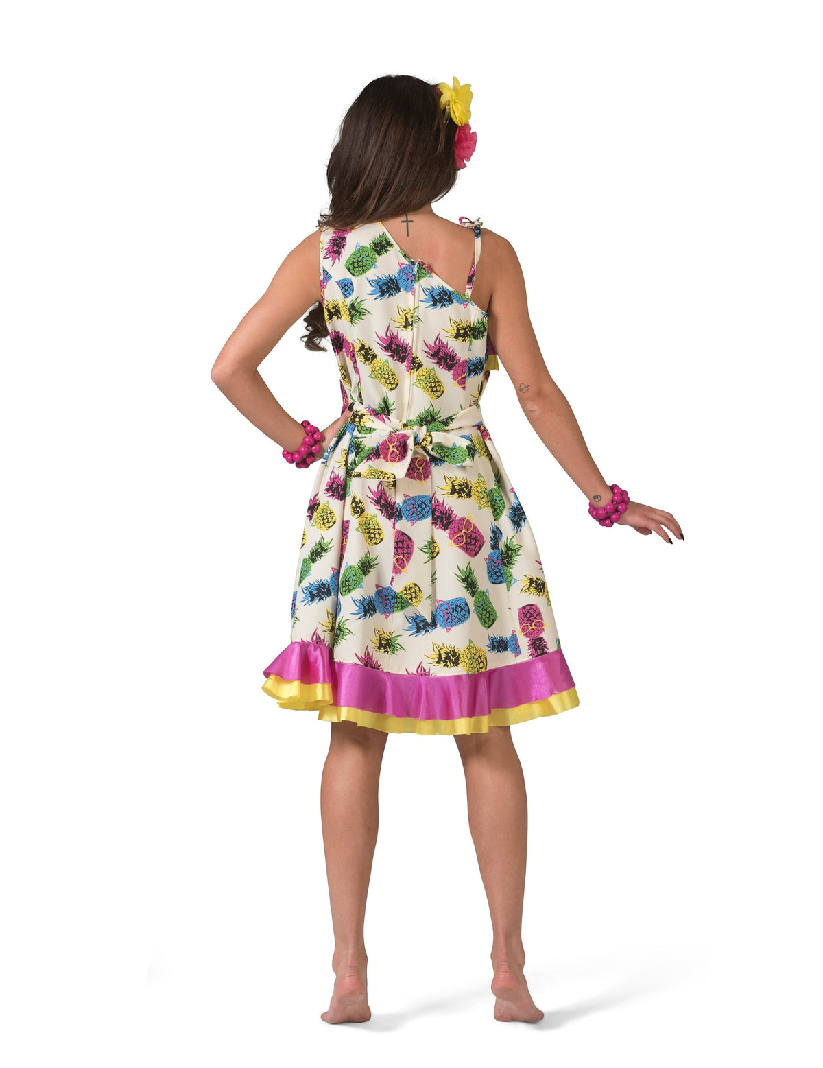 Vue de dos de la robe du déguisement à motif ananas
