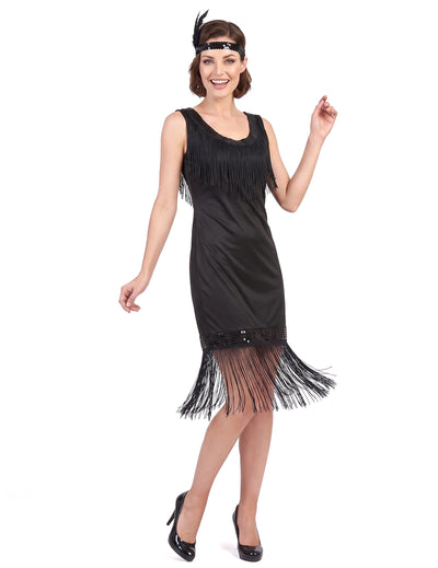 Vestido Charleston preto para Mulher
