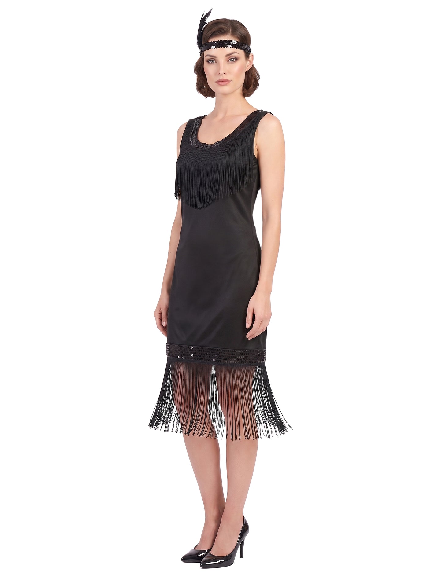 Vestido Charleston preto para Mulher