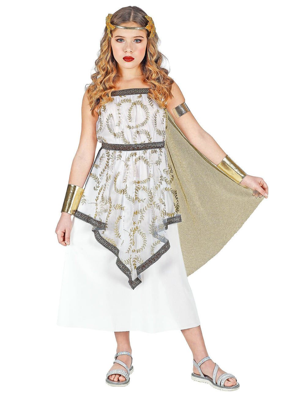 Déguisement robe déesse Grecque pour fille blanc et doré