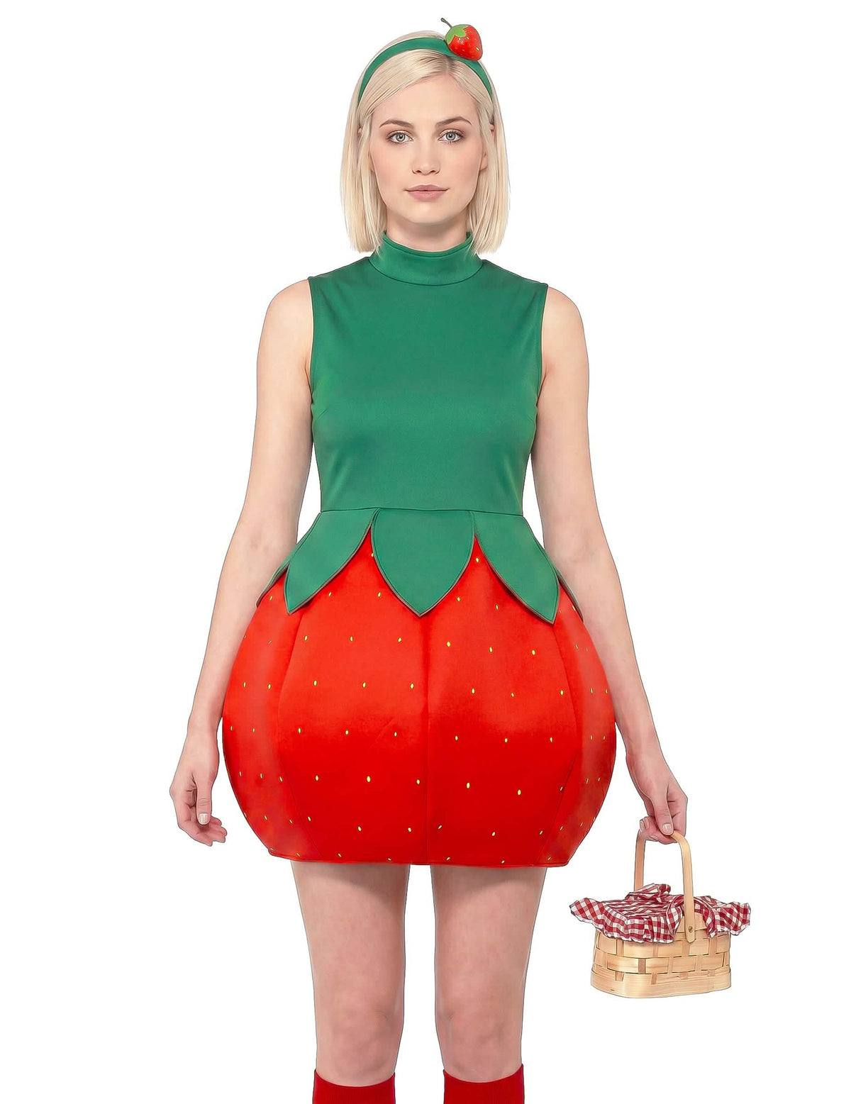 Disfarce vestido morango mulher