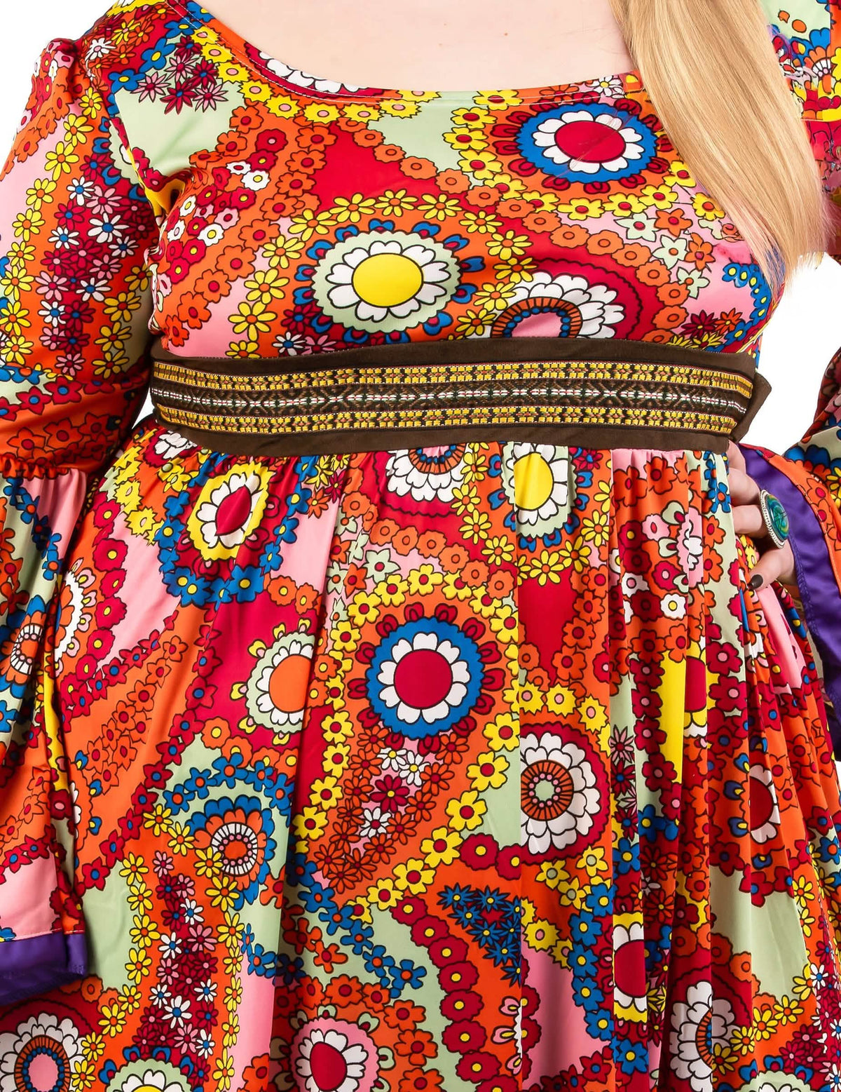 Disfarce vestido hippie tamanho grande mulher