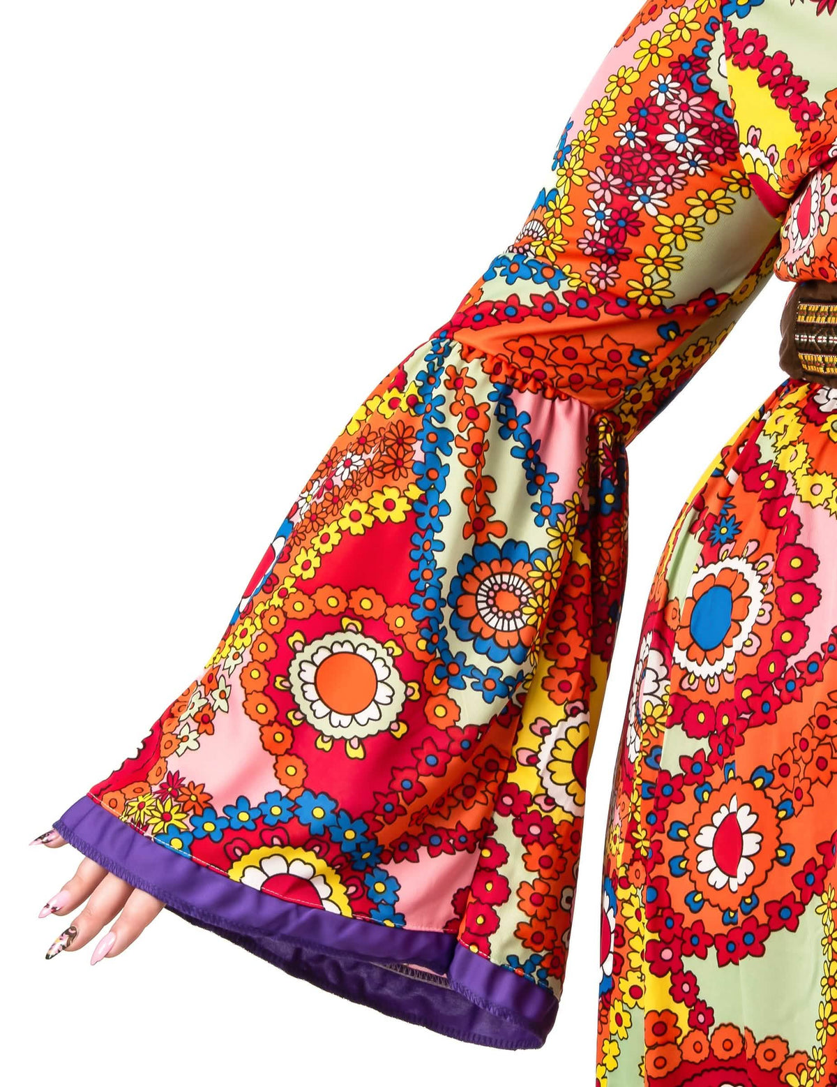 Disfarce vestido hippie tamanho grande mulher