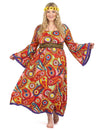 Disfarce vestido hippie tamanho grande mulher