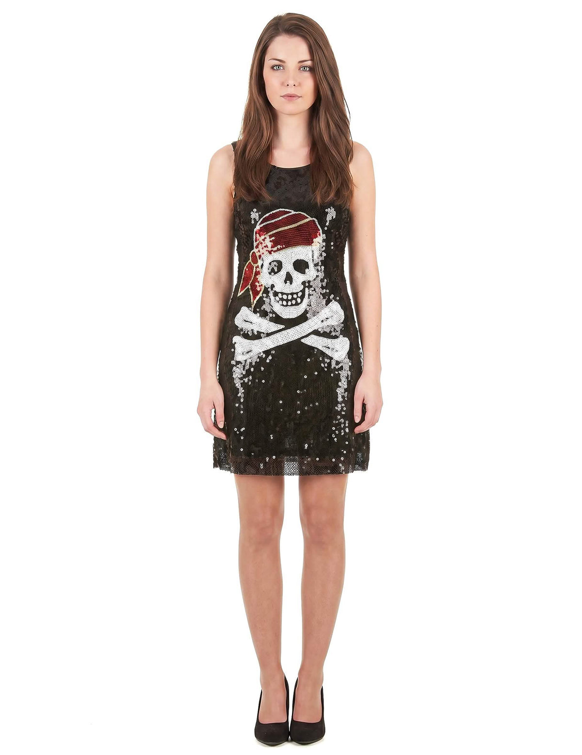 Disfarce vestido sequins caveira