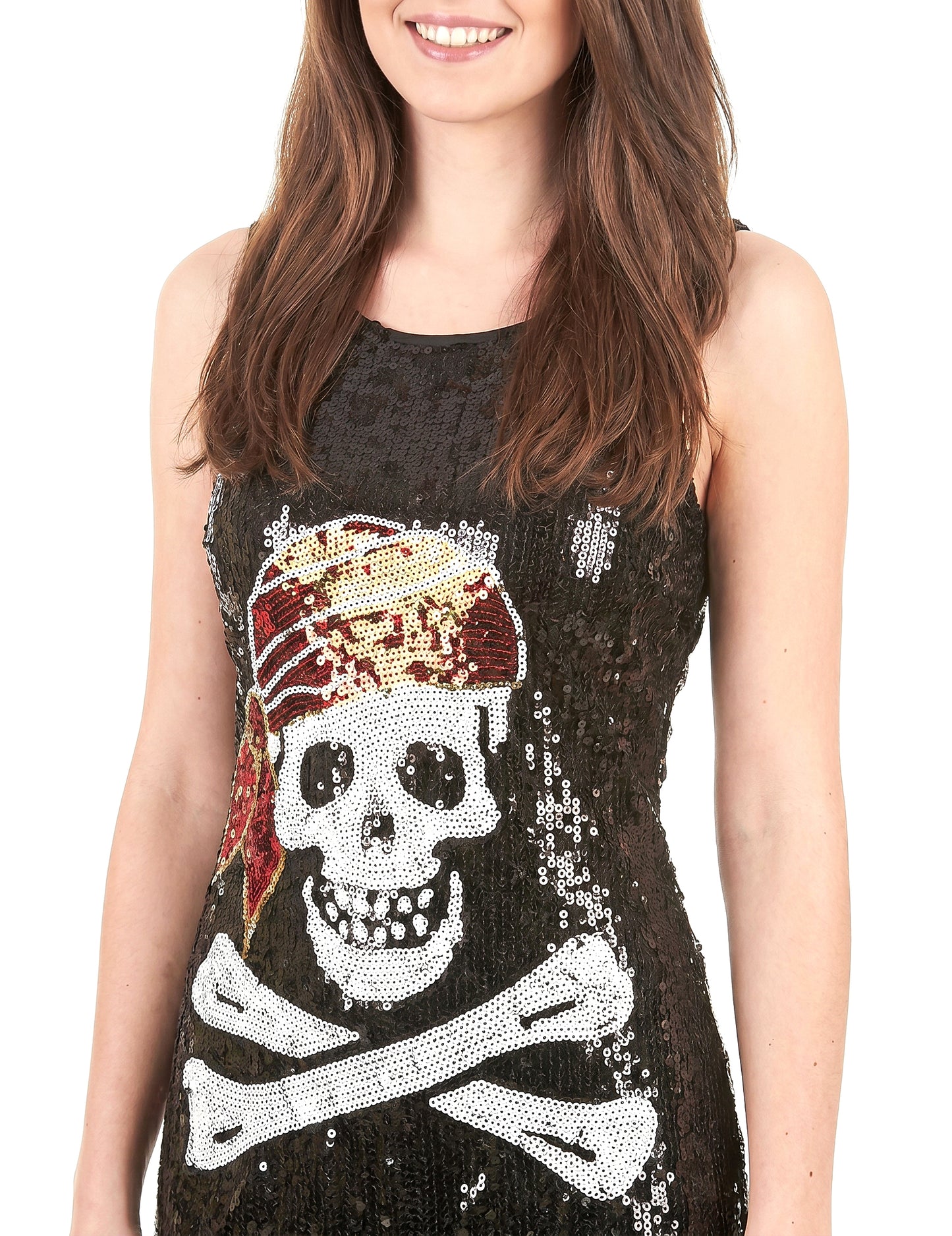 Disfarce vestido sequins caveira
