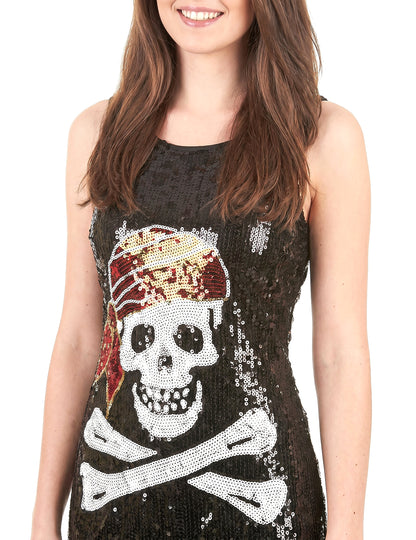 Disfarce vestido sequins caveira