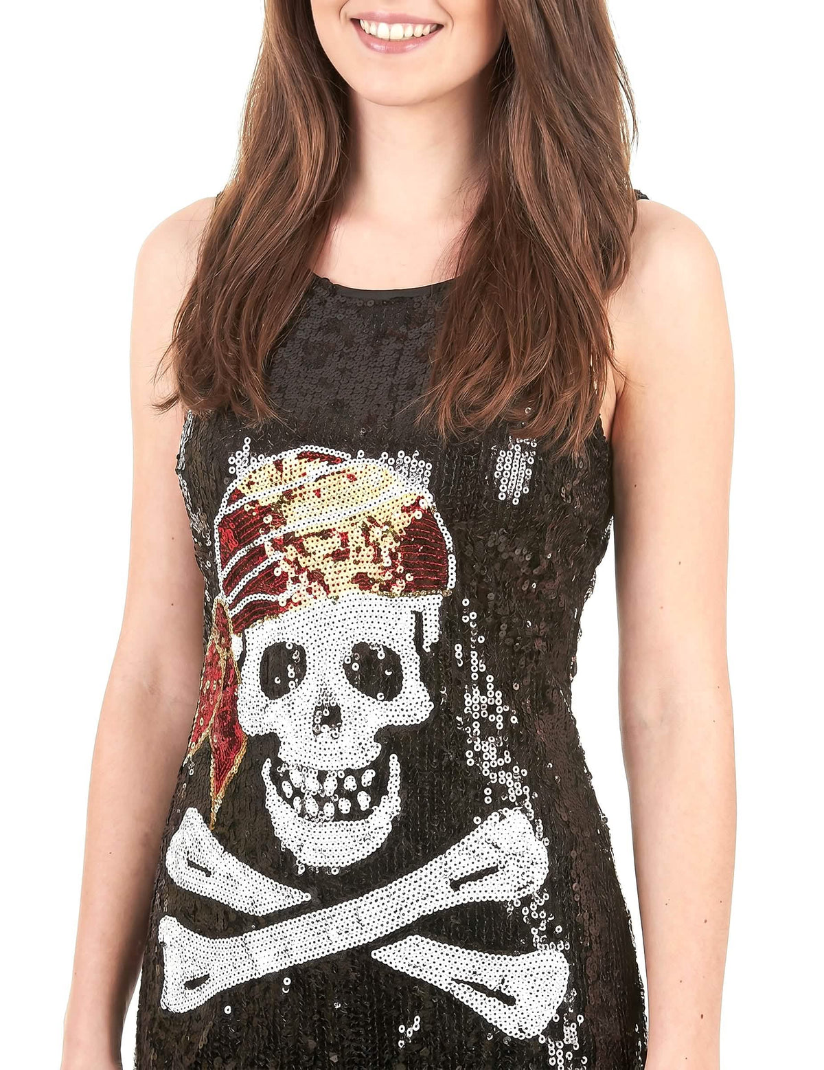 Disfarce vestido sequins caveira