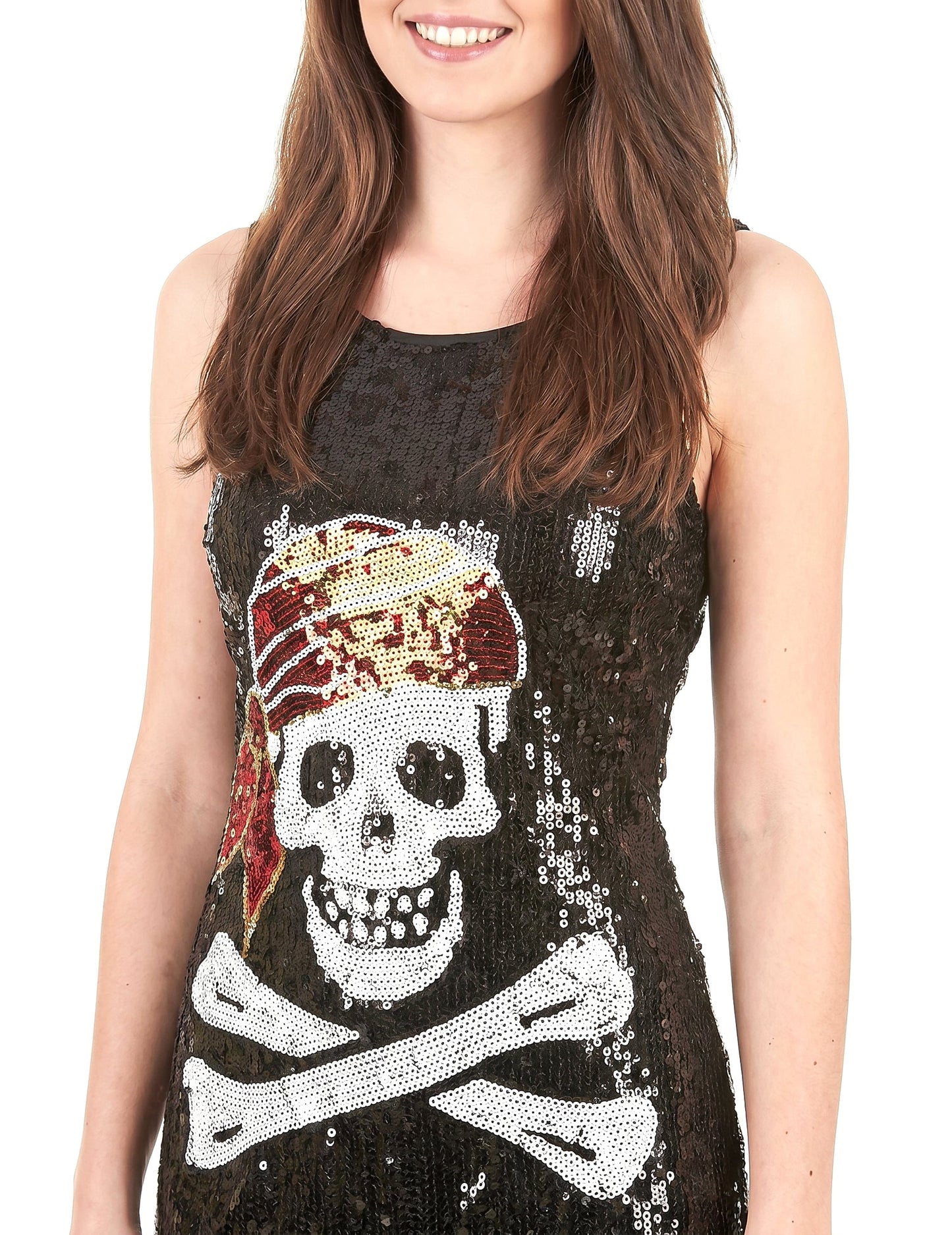 Disfarce vestido sequins caveira