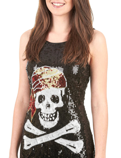 Disfarce vestido sequins caveira