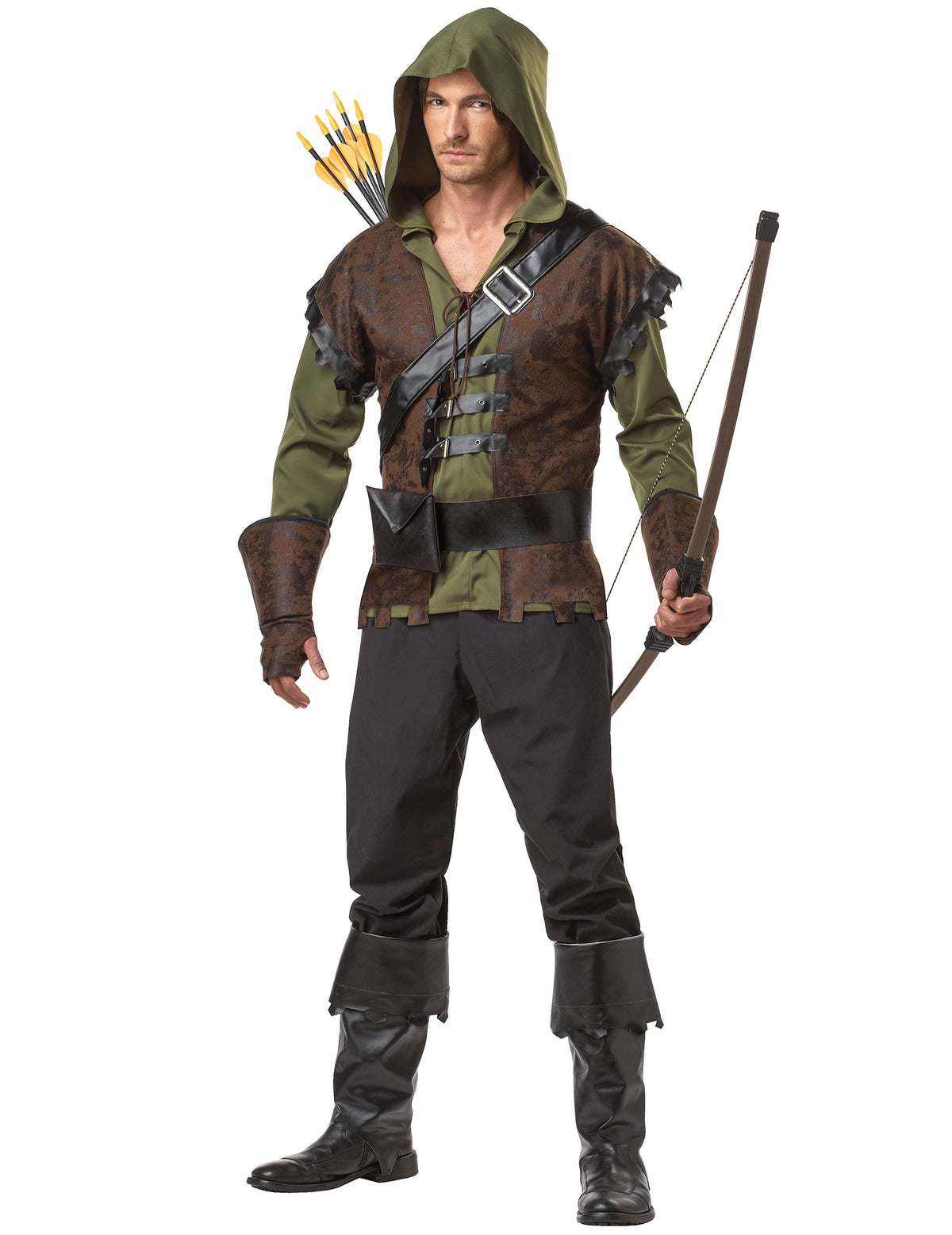 Déguisement Robin des Bois pour homme vert et marron avec capuche