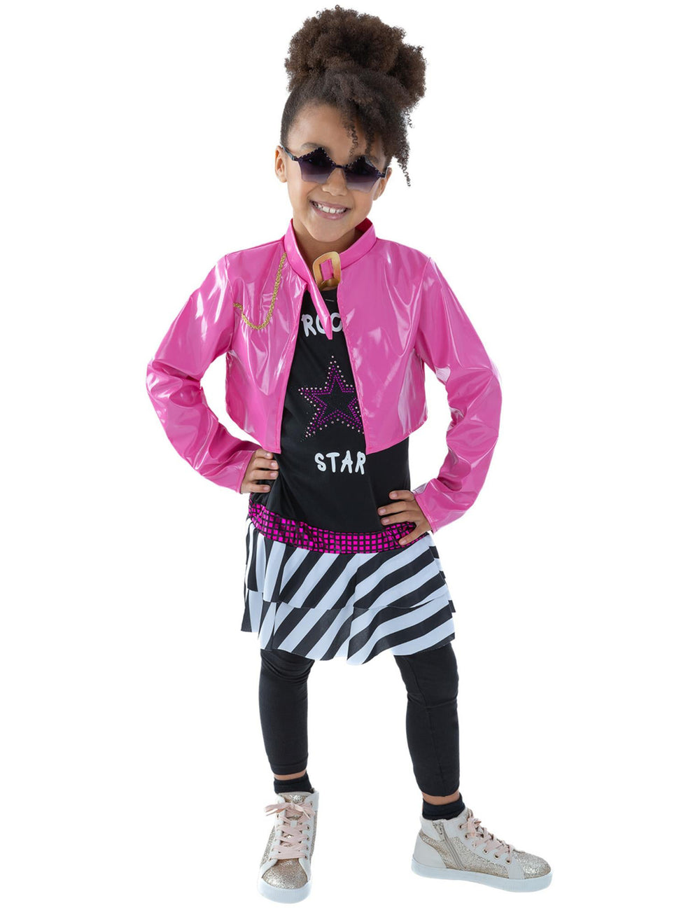 Vue de face du déguisement rock star pour fille