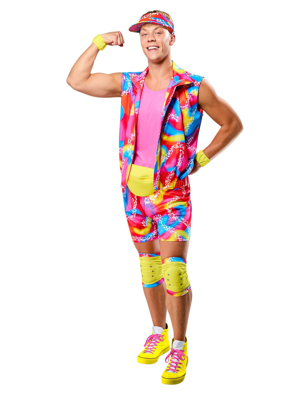 Déguisement roller Ken™ pour homme multicolore néon avec visière et genouillères