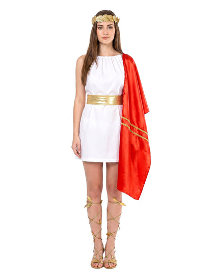 Disfarce romana vermelho e dourado mulher