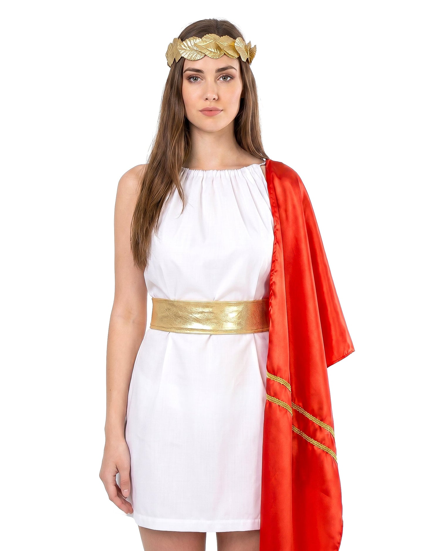 Disfarce romana vermelho e dourado mulher