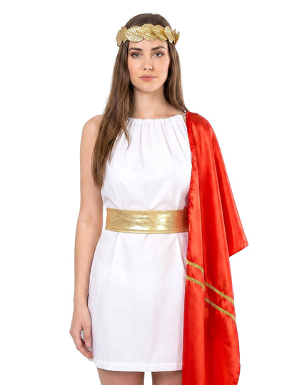 Disfarce romana vermelho e dourado mulher
