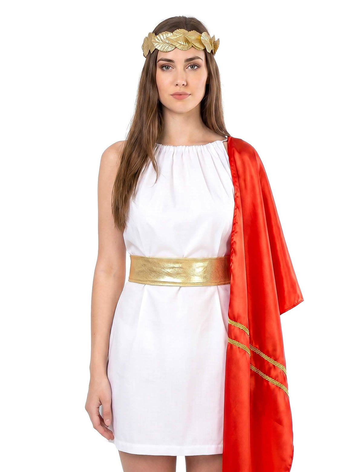 Disfarce romana vermelho e dourado mulher