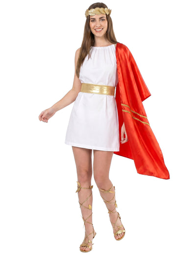 Disfarce romana vermelho e dourado mulher