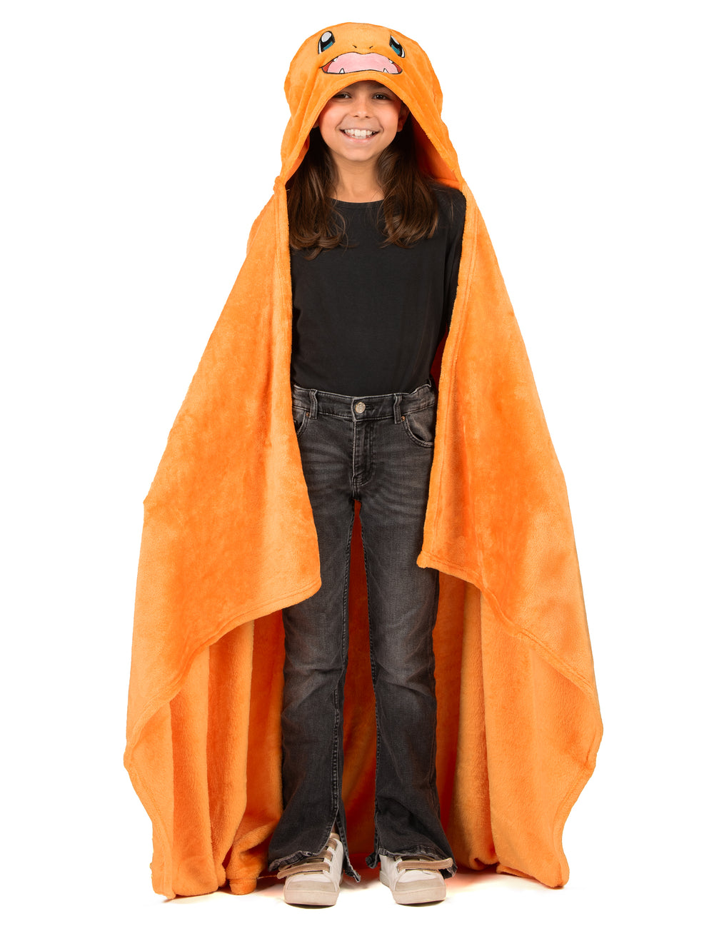 Déguisement plaid polaire à capuche Salamèche Pokémon pour enfant orange