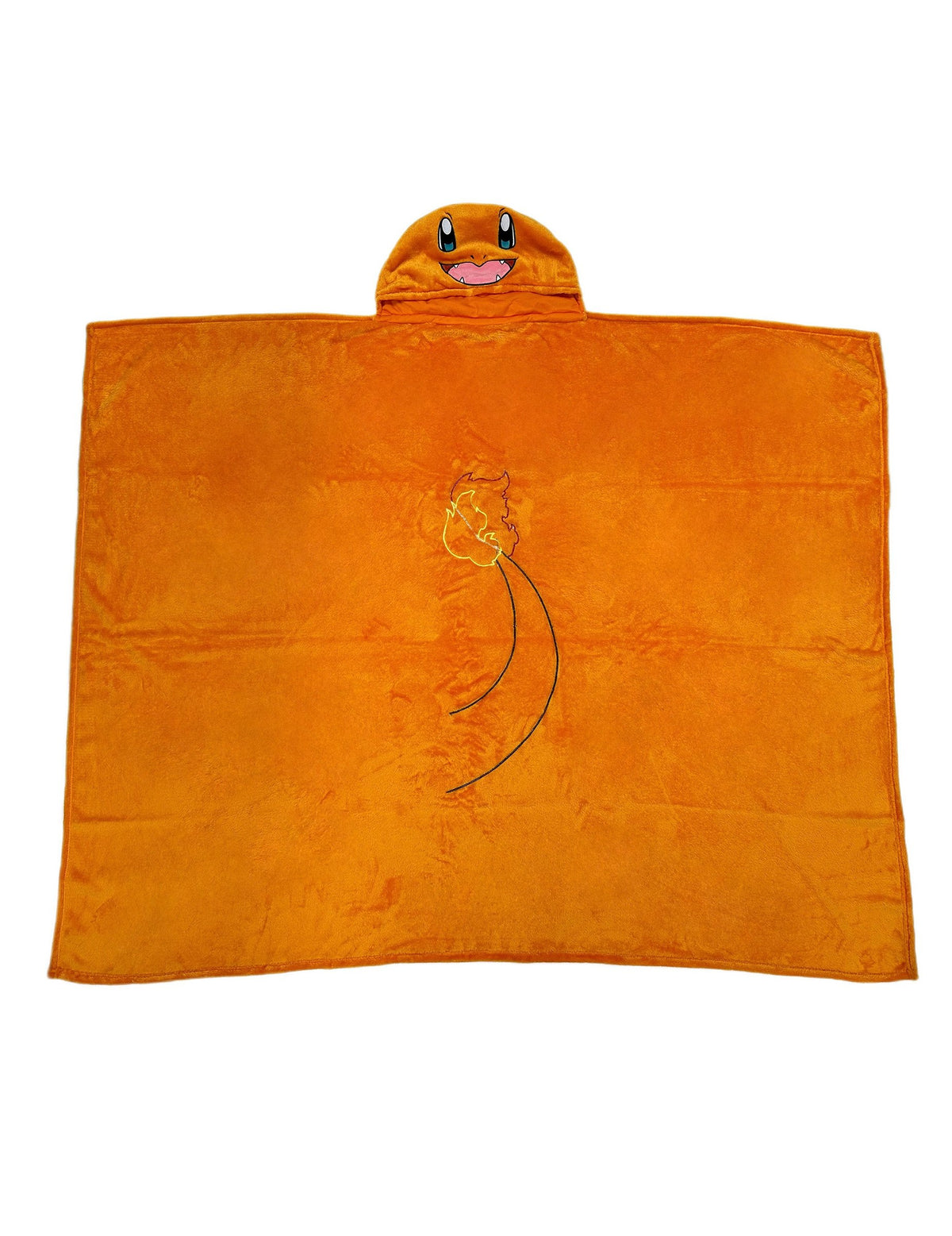 Vue du produit étalé à plat du déguisement plaid polaire à capuche Salamèche Pokémon