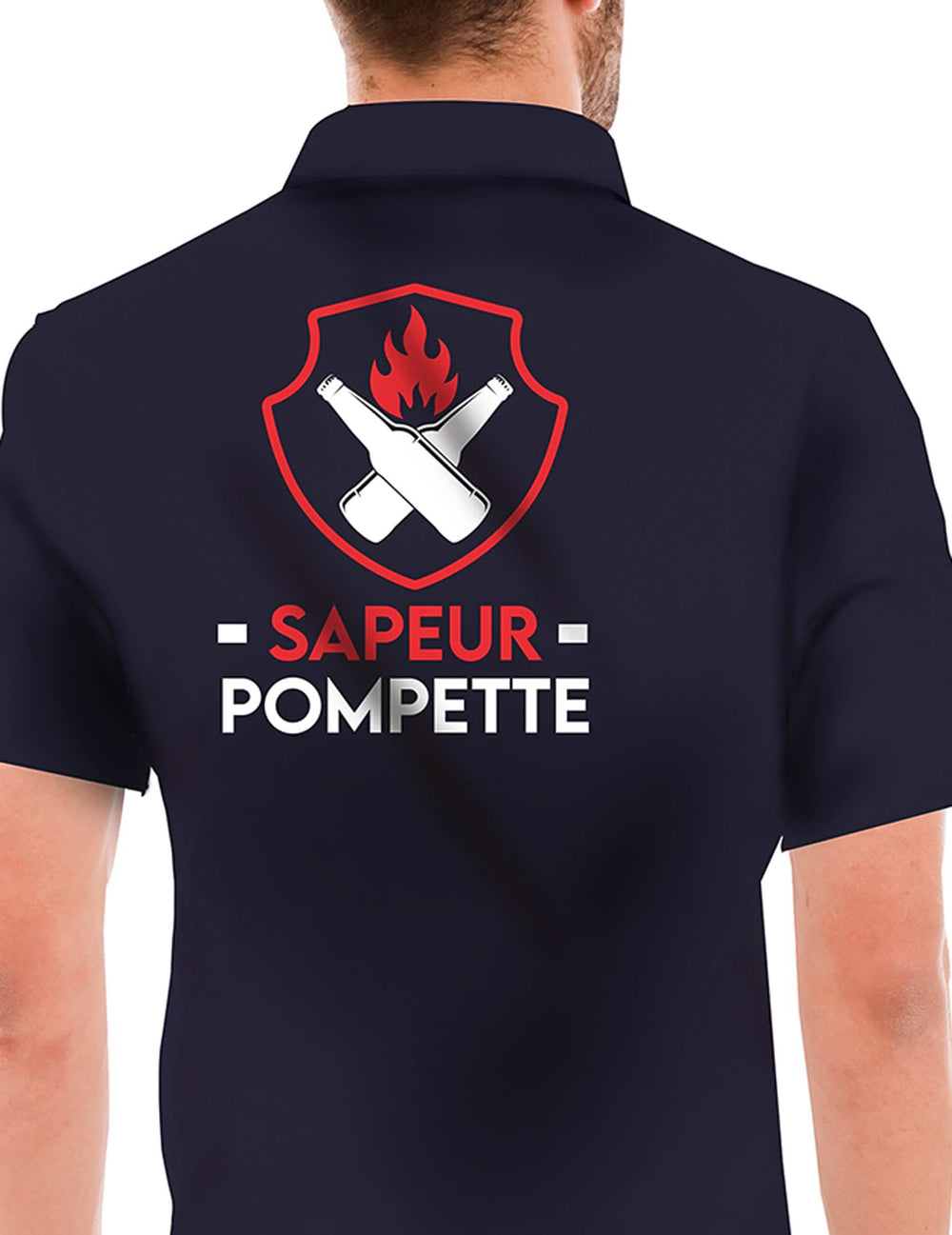 Vue de dos du déguisement sapeur pompette