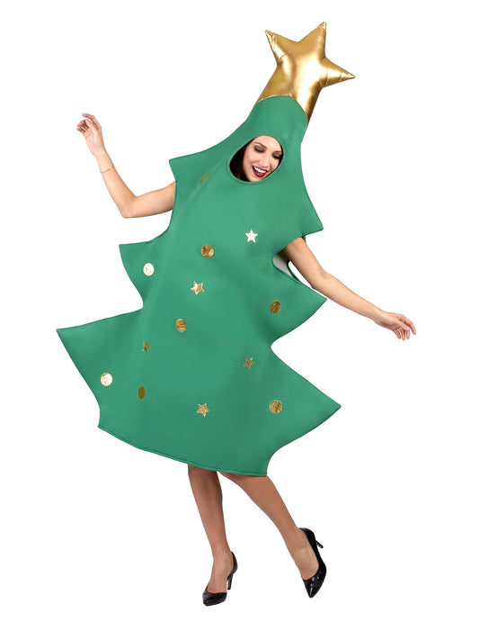 Disfarce pinheiro de Natal 3D adulto
