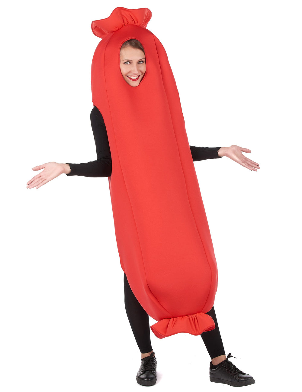 Vue d'ensemble du déguisement saucisse pour adulte