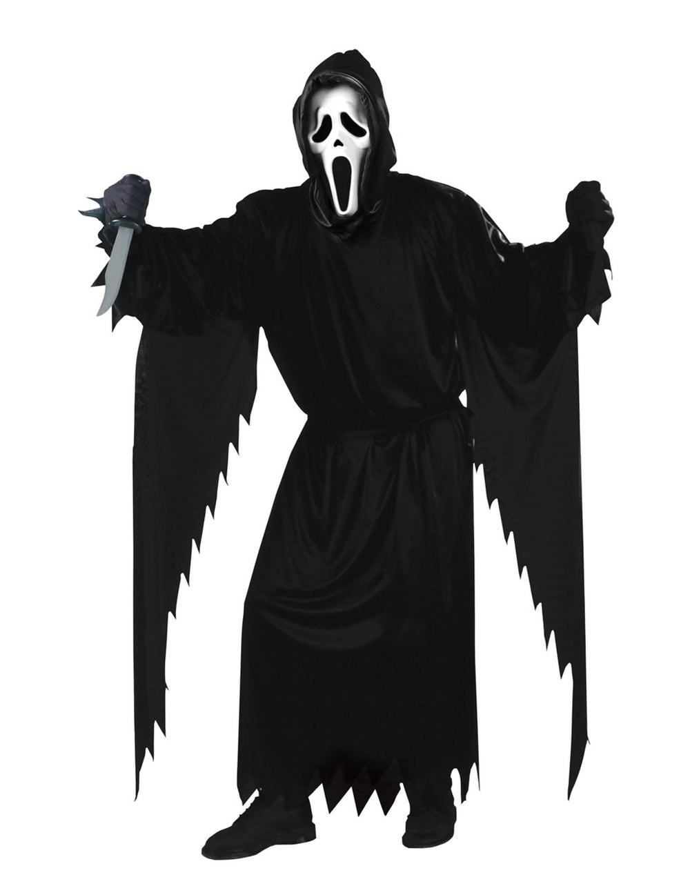 Fato Scream™ para homem preto com máscara e faca