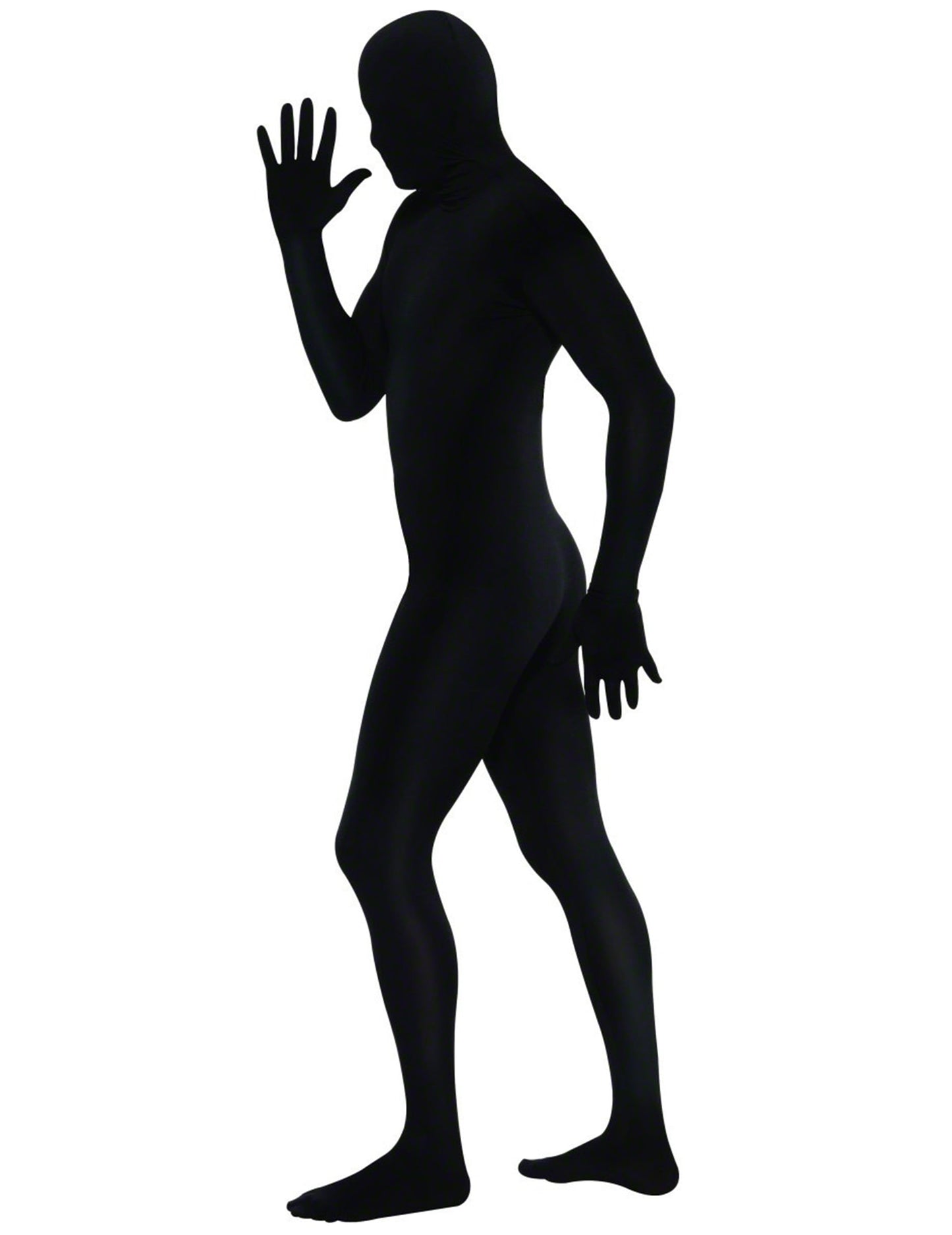 Vue de profil du déguisement seconde peau pour adulte noir