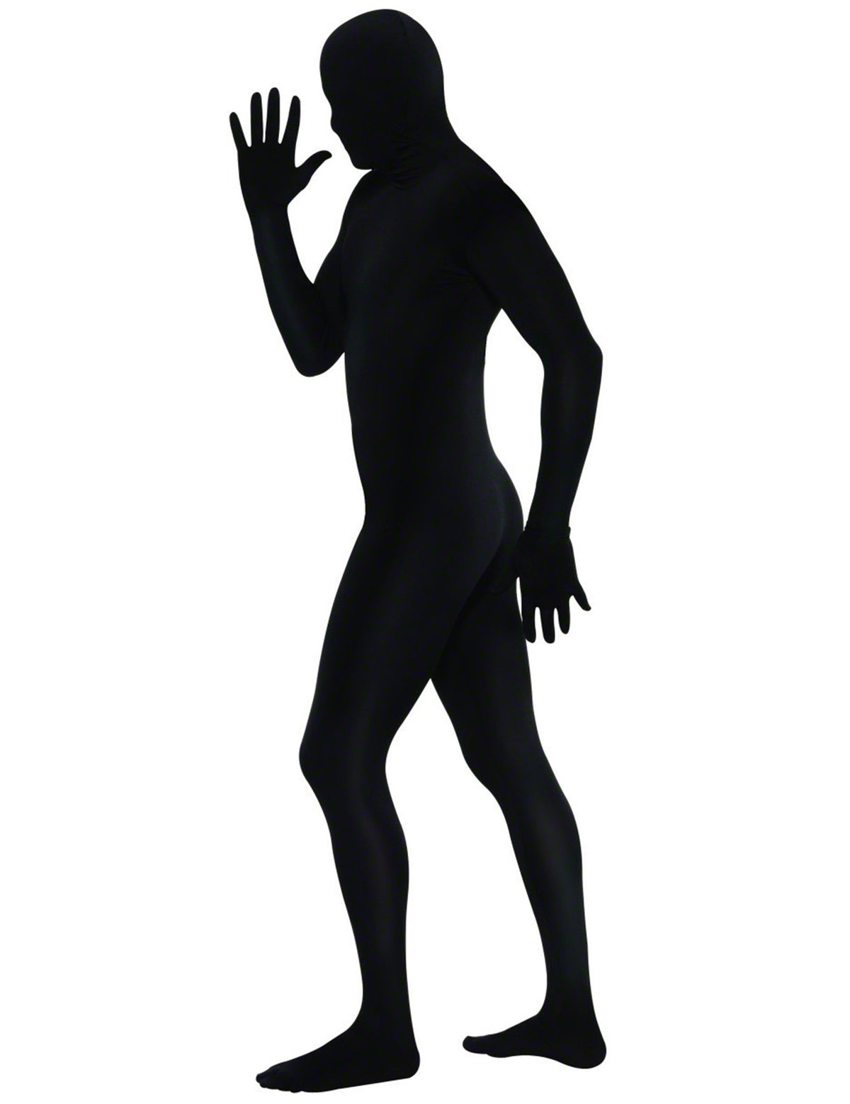 Vue de profil du déguisement seconde peau pour adulte noir