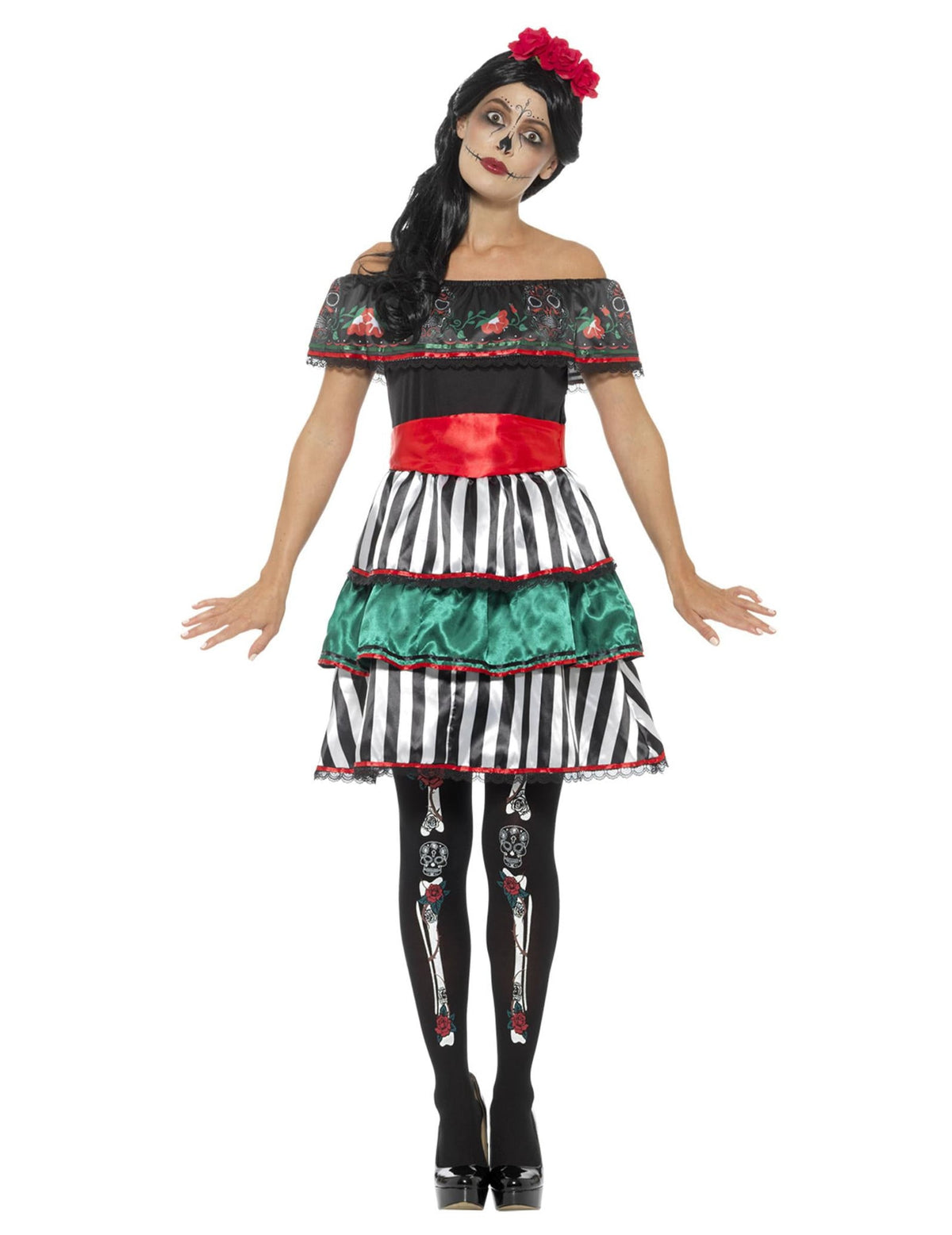 Vue de face du déguisement Senora Dia de los Muertos