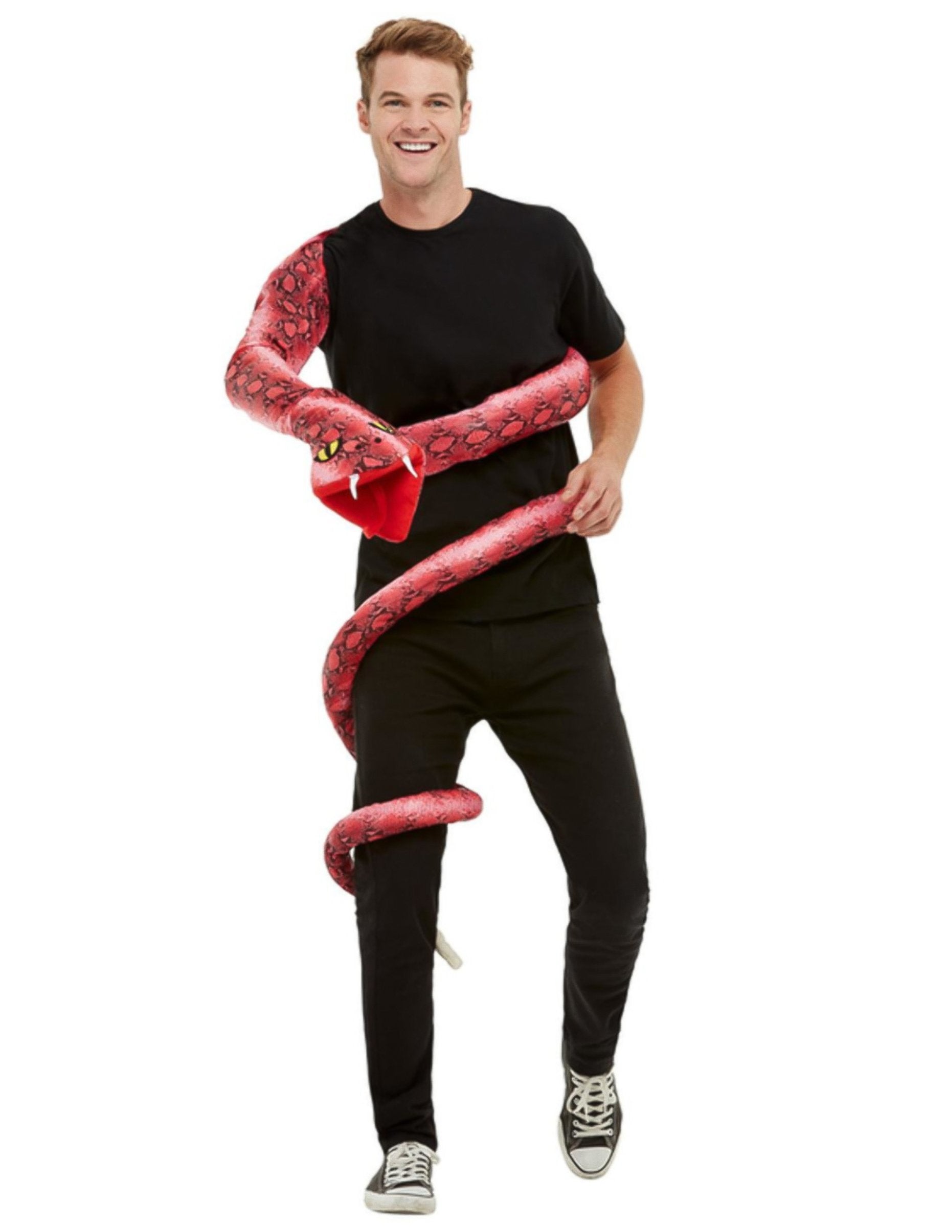 Déguisement serpent anaconda pour adulte rouge à motifs noirs
