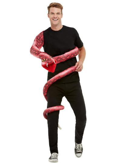Déguisement serpent anaconda pour adulte rouge à motifs noirs