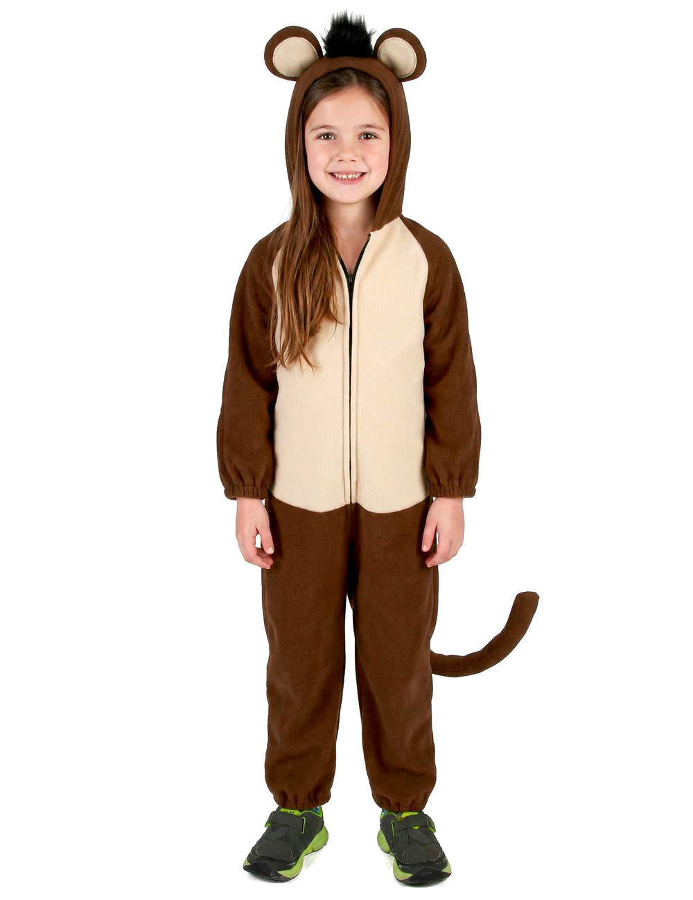Pose de face du déguisement de singe avec queue pour enfant