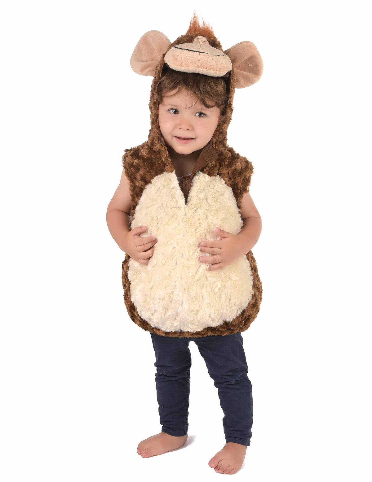 Vue de face du déguisement singe peluche pour enfant