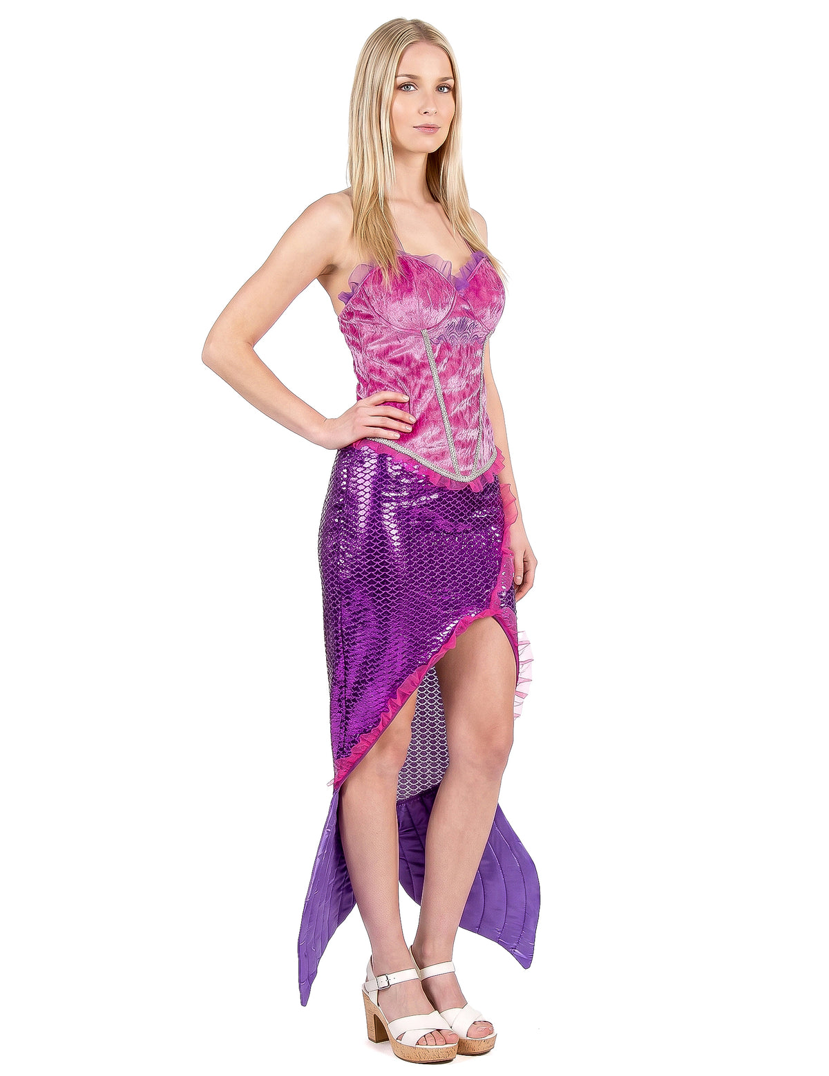 Disfarce sereia cor-de-rosa mulher