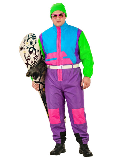 Fato de snowboarder fluorescente adulto de tamanho grande