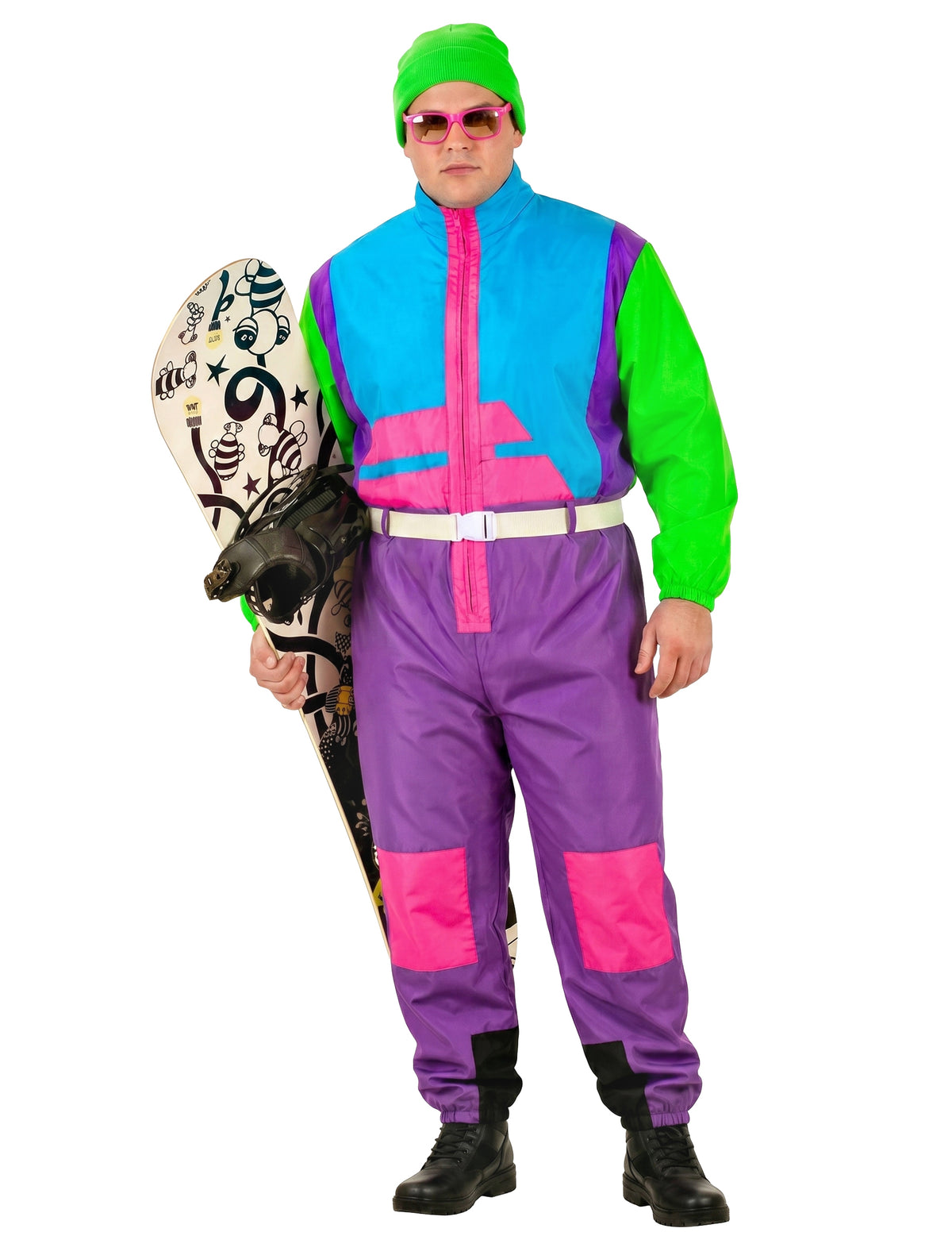 Fato de snowboarder fluorescente adulto de tamanho grande