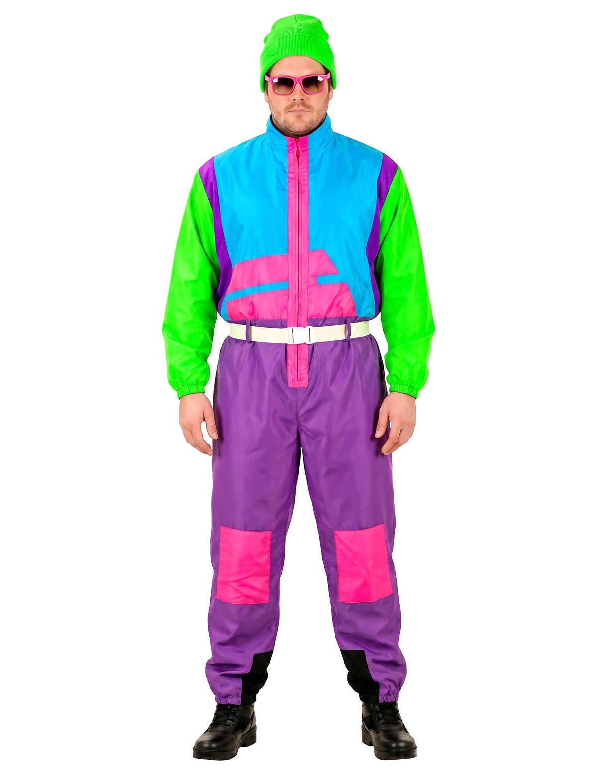 Fato de snowboarder fluorescente adulto de tamanho grande