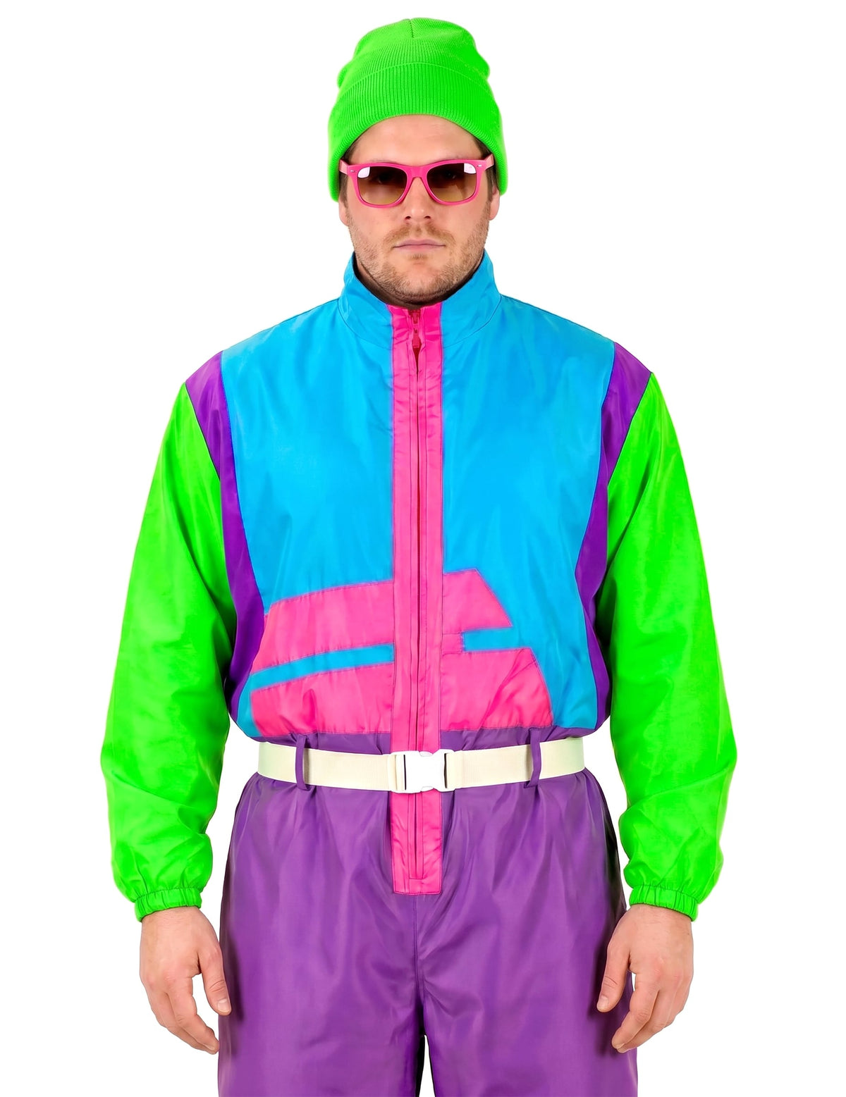 Fato de snowboarder fluorescente adulto de tamanho grande