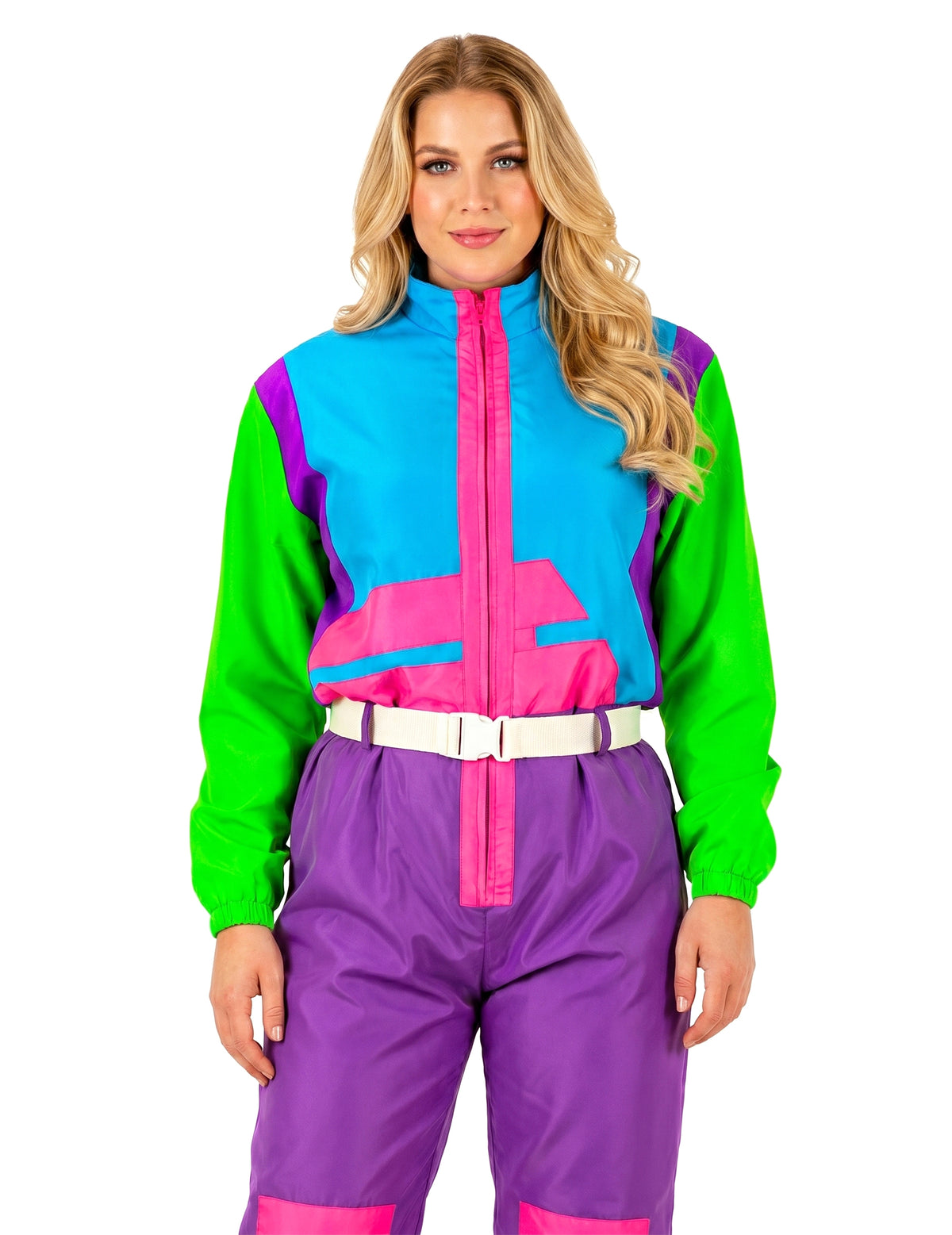 Fato de snowboarder fluorescente adulto de tamanho grande