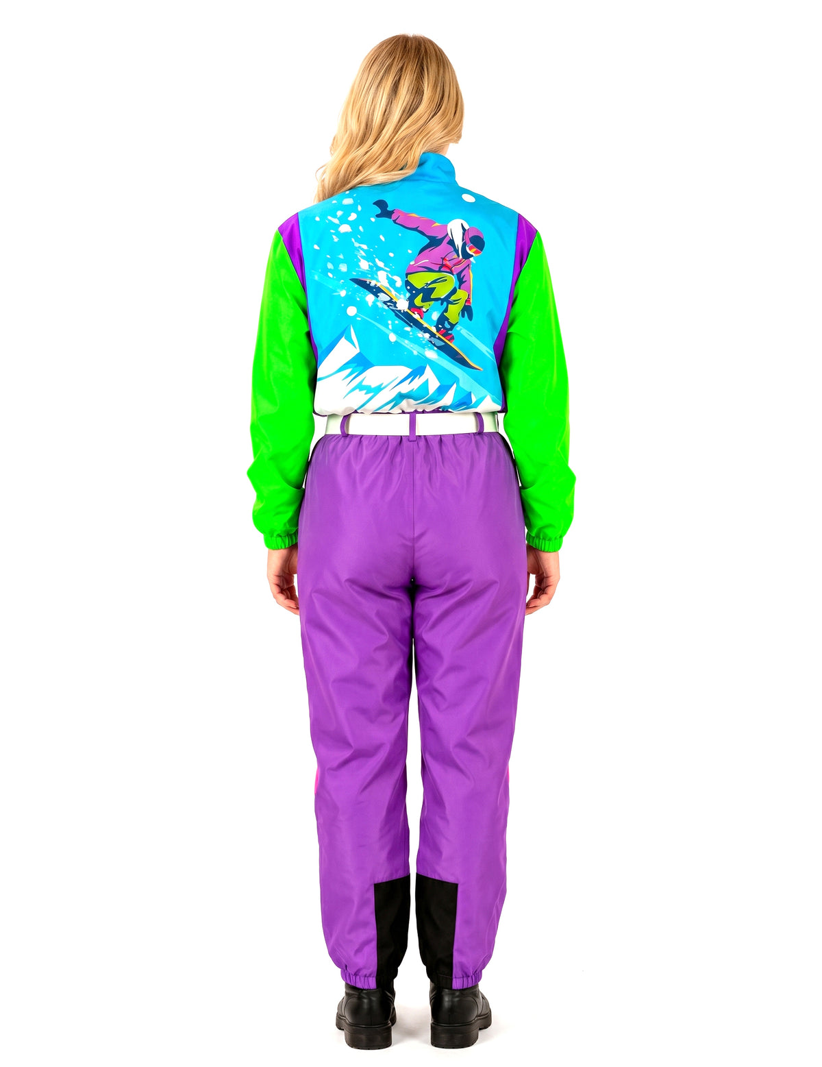 Fato de snowboarder fluorescente adulto de tamanho grande