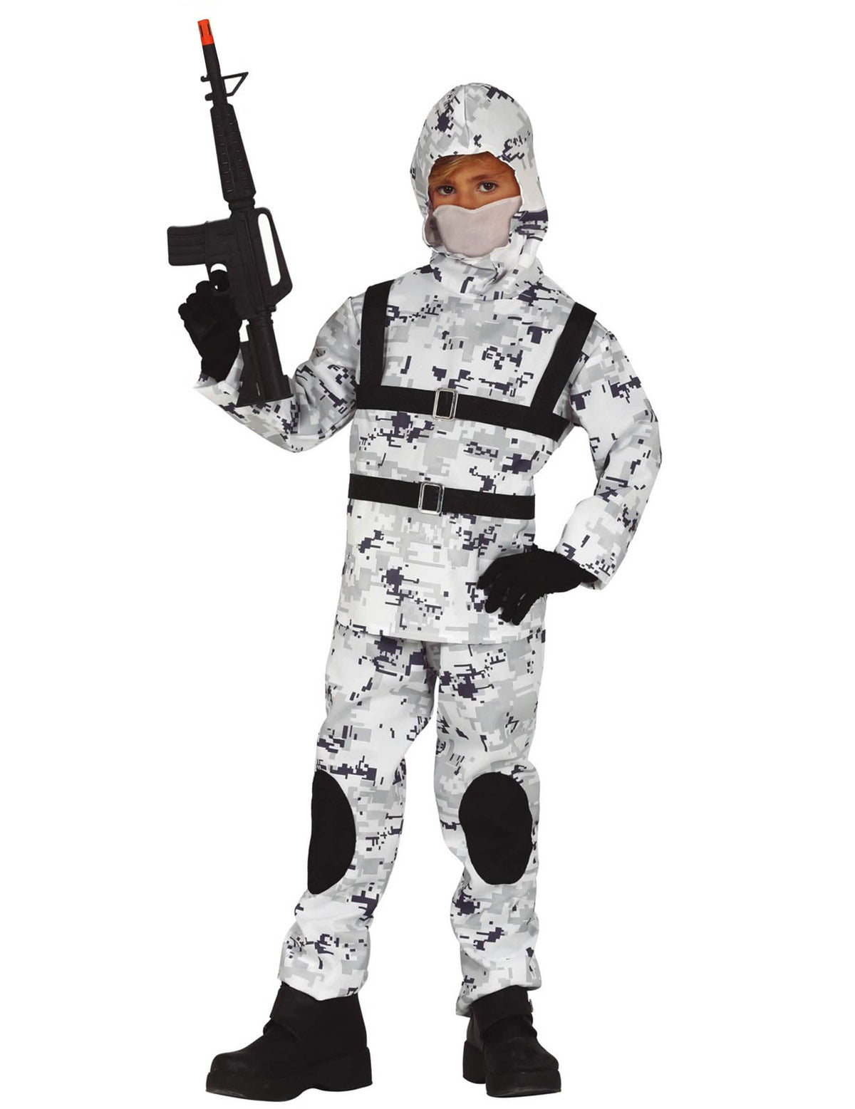 Fato de soldado do Ártico para criança camuflado branco e cinzento