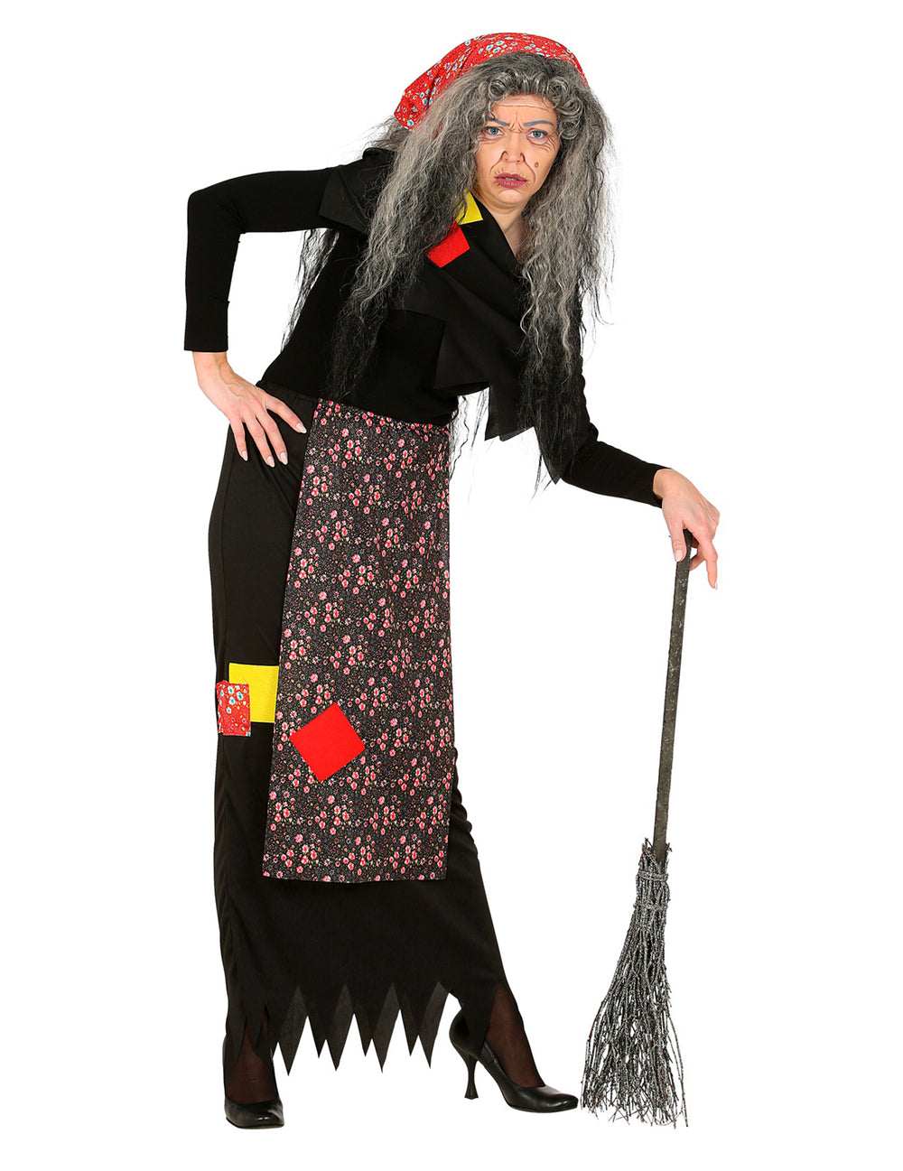 Vue d'ensemble du déguisement de sorcière Befana pour adulte